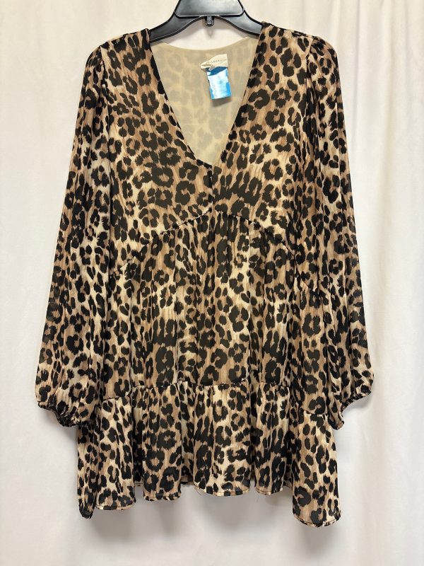 Top Long Sleeve By Melloday In Animal Print, Size: Xl Supply