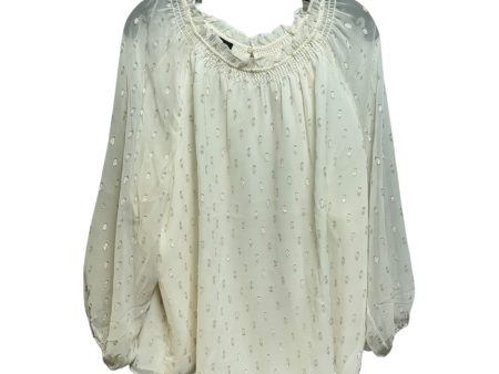 Blouse Long Sleeve By Talbots In Cream & Silver, Size: 2x Fashion