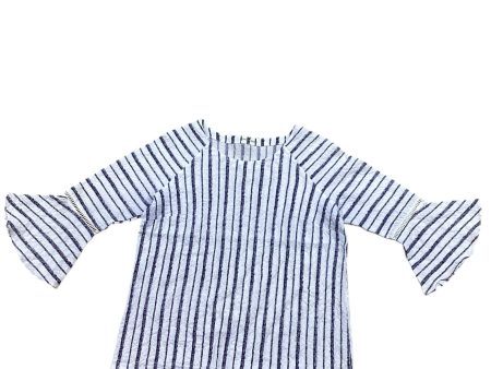 Top 3 4 Sleeve By Clothes Mentor In Blue & White, Size: L on Sale