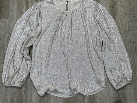 Blouse Long Sleeve By Loft In Silver, Size: Xxl Online Sale