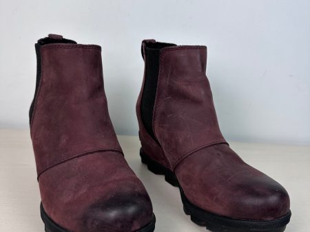 Boots Ankle Heels By Sorel In Maroon, Size: 8 Online Hot Sale