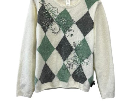 Sweater By Alfred Dunner In Green & Silver, Size: Lp For Discount