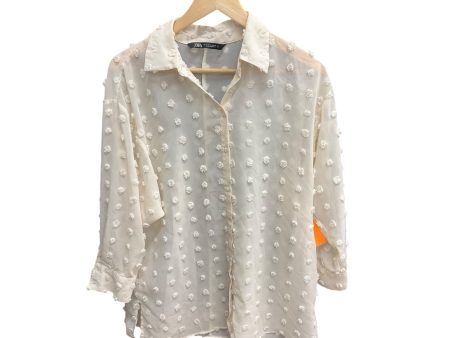 Blouse Long Sleeve By Zara In Cream, Size: S on Sale