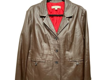 Coat Leather By Liz Claiborne In Brown, Size: L For Discount