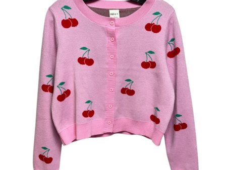 Cropped Cherry Cardigan Sweater By Nikka K In Pink, Size: L Cheap