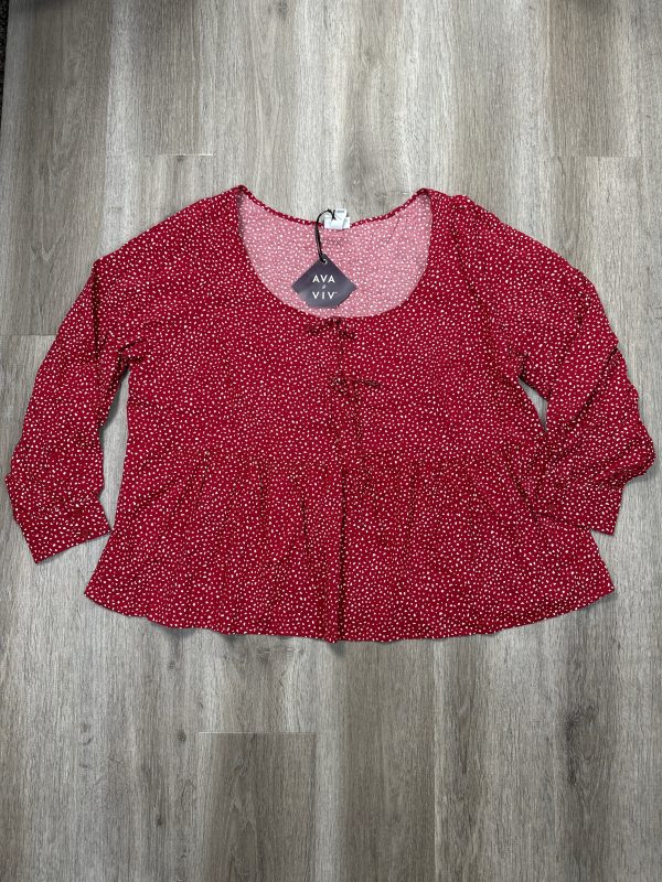 Blouse Long Sleeve By Ava & Viv In Red, Size: 2x For Sale