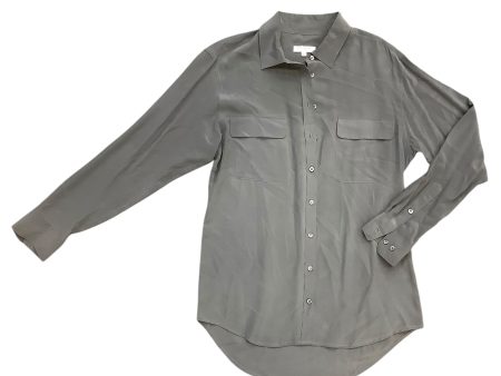 Blouse Long Sleeve By Equipment In Grey, Size: M Fashion