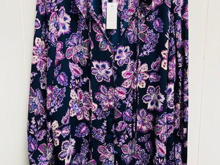 Blouse Long Sleeve By Loft In Blue & Purple, Size: M For Discount