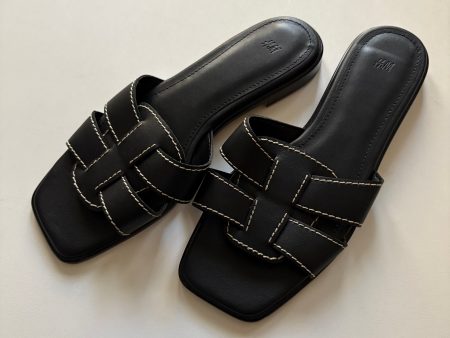 Sandals Flats By H&m In Black, Size: 7.5 Sale